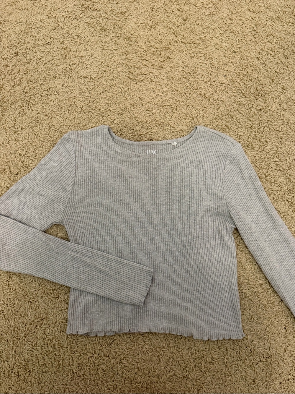 PacSun Light Gray Ribbed Long-Sleeve Crewneck Top